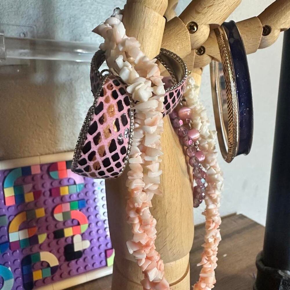 Pink curation jewelry bundle with heart charm & pink beads